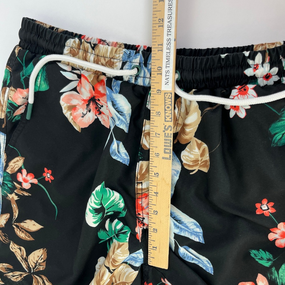 No Boundaries Men's Swim Trunks Small‎ Black Tropical Floral Drawstring Lined - Picture 7 of 7